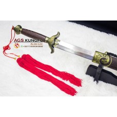 Espada tradicional rígida de aço com detalhe de dragao